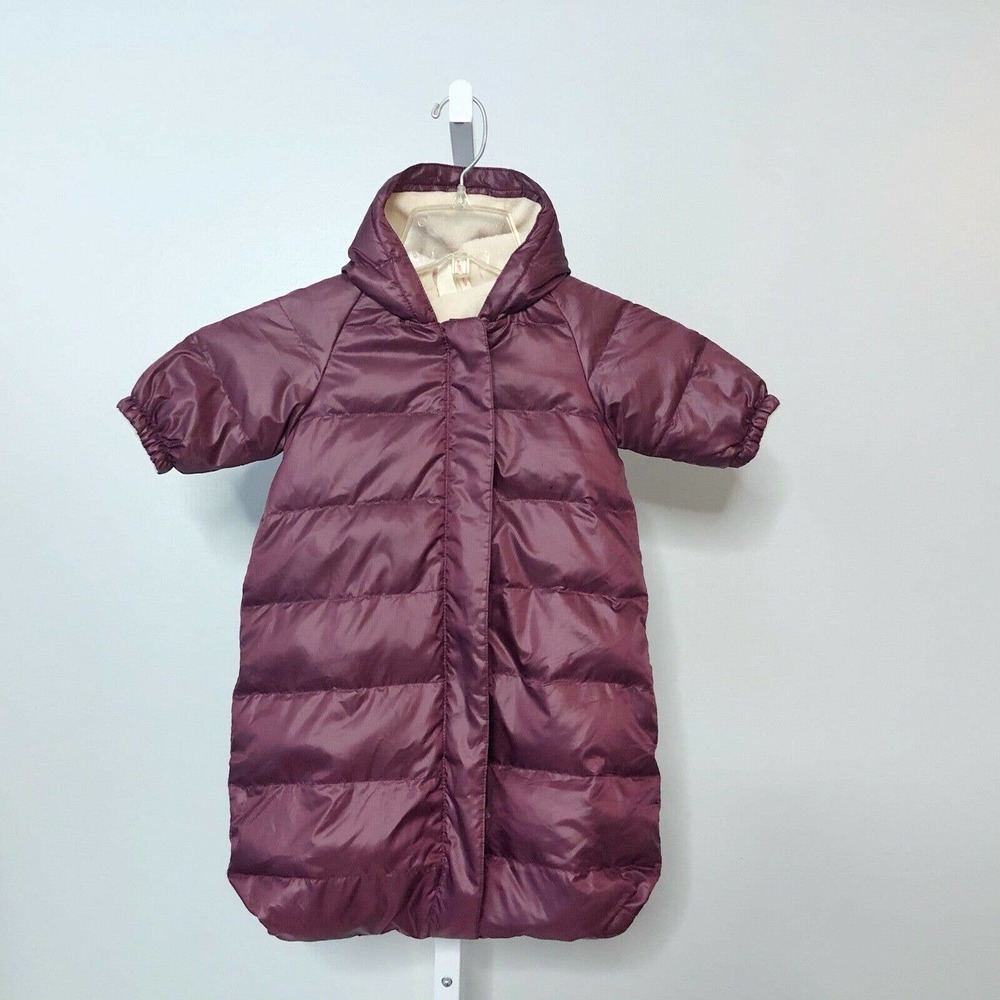 J. Crew Baby Puffer Bunting Bag 0-3 months in Purple and Cream